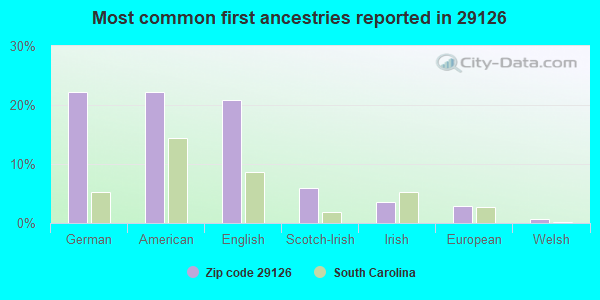 Most common first ancestries reported in 29126