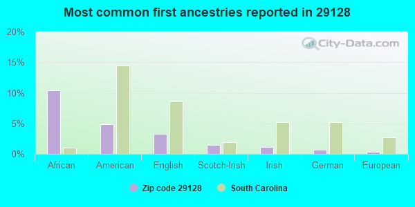 Most common first ancestries reported in 29128