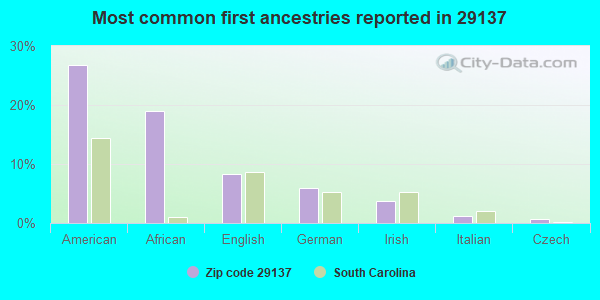 Most common first ancestries reported in 29137