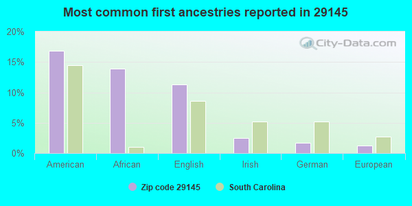 Most common first ancestries reported in 29145