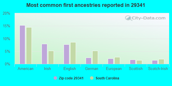Most common first ancestries reported in 29341