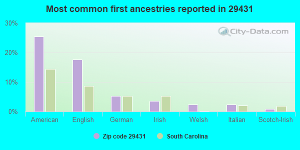 Most common first ancestries reported in 29431