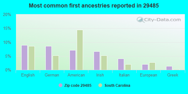 Most common first ancestries reported in 29485