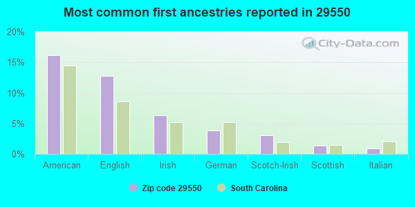 Most common first ancestries reported in 29550