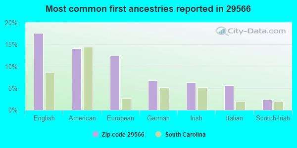Most common first ancestries reported in 29566