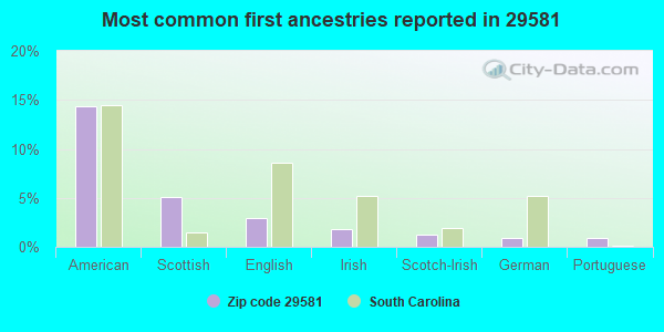 Most common first ancestries reported in 29581