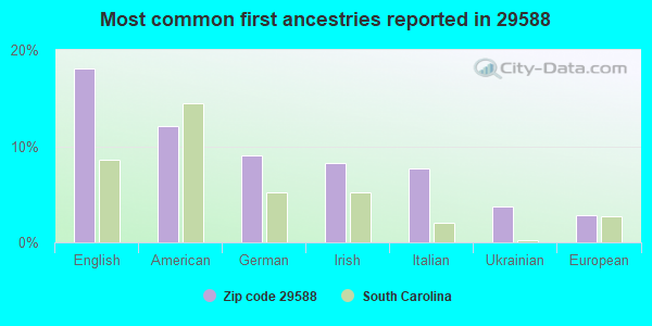 Most common first ancestries reported in 29588