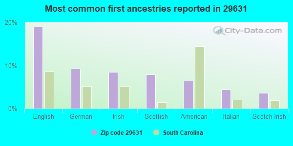 Most common first ancestries reported in 29631