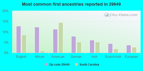 Most common first ancestries reported in 29649