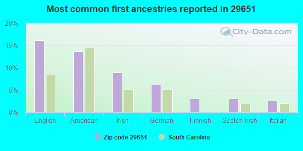 Most common first ancestries reported in 29651