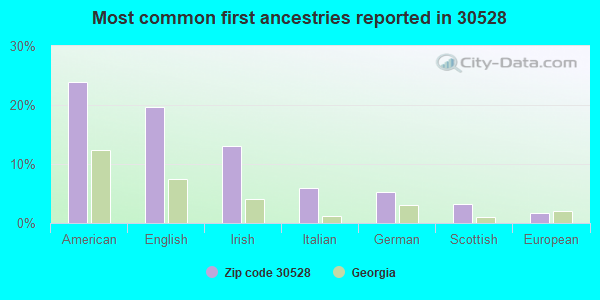 Most common first ancestries reported in 30528