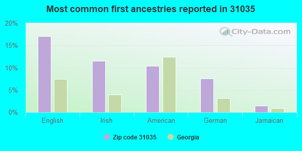 Most common first ancestries reported in 31035