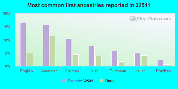 Most common first ancestries reported in 32541