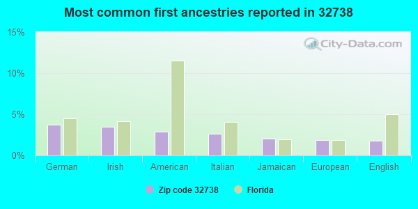 Most common first ancestries reported in 32738