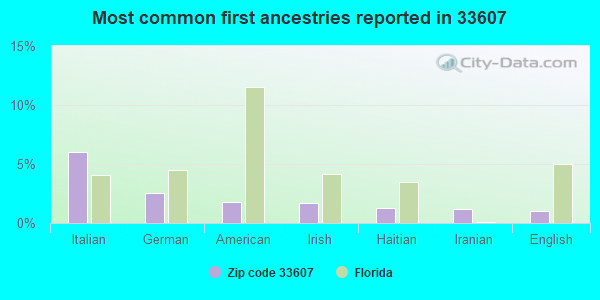 Most common first ancestries reported in 33607
