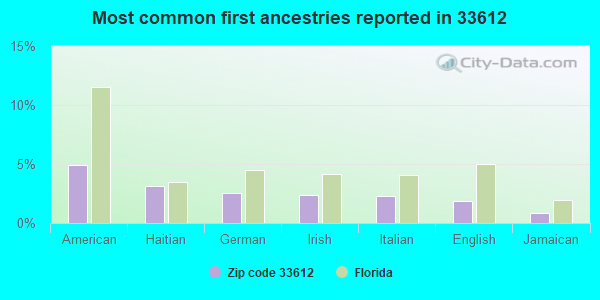 Most common first ancestries reported in 33612