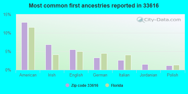 Most common first ancestries reported in 33616