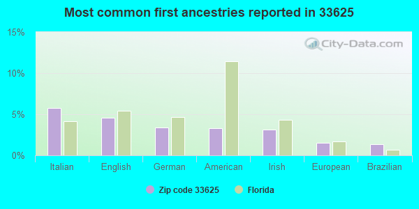 Most common first ancestries reported in 33625