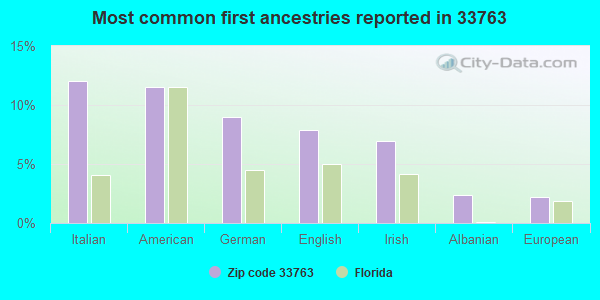 Most common first ancestries reported in 33763