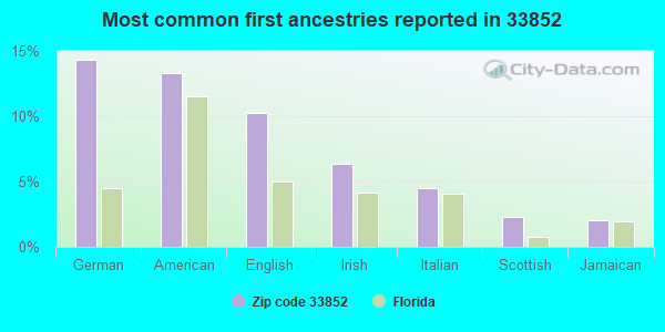 Most common first ancestries reported in 33852