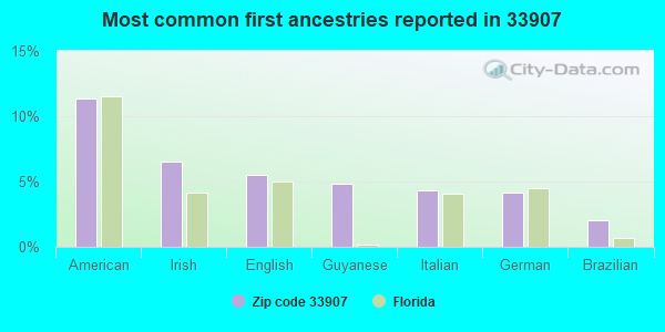 Most common first ancestries reported in 33907