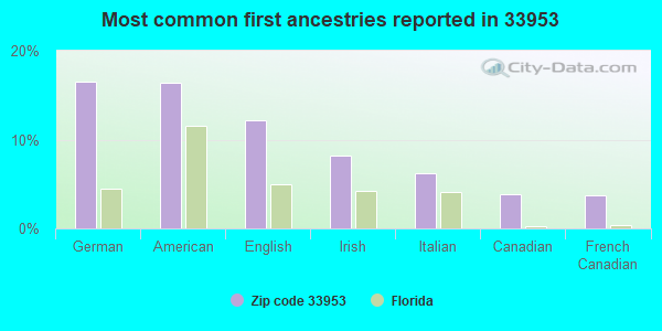 Most common first ancestries reported in 33953
