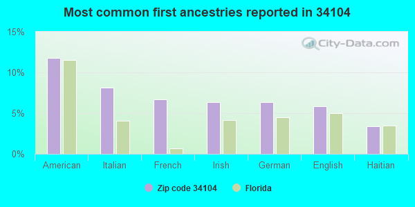 Most common first ancestries reported in 34104