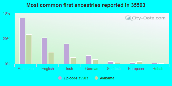Most common first ancestries reported in 35503