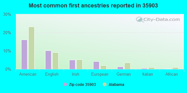 Most common first ancestries reported in 35903
