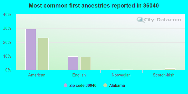 Most common first ancestries reported in 36040