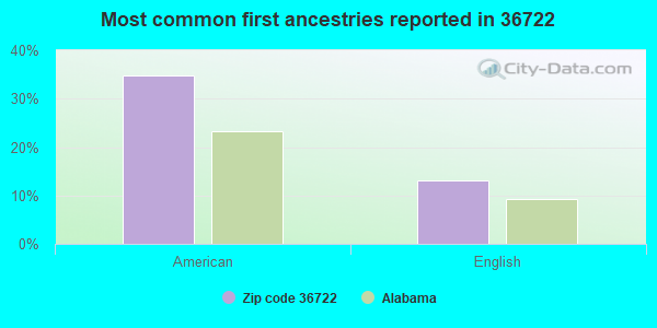Most common first ancestries reported in 36722