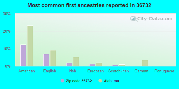 Most common first ancestries reported in 36732