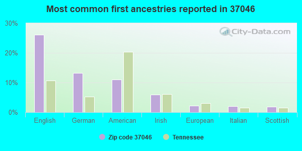 Most common first ancestries reported in 37046