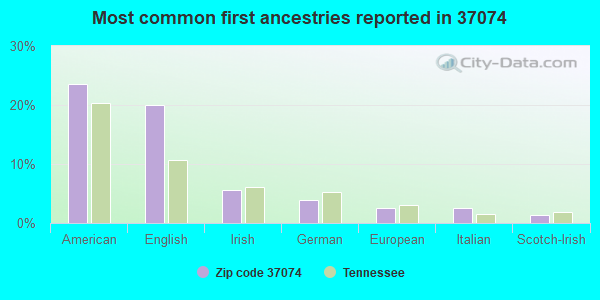 Most common first ancestries reported in 37074