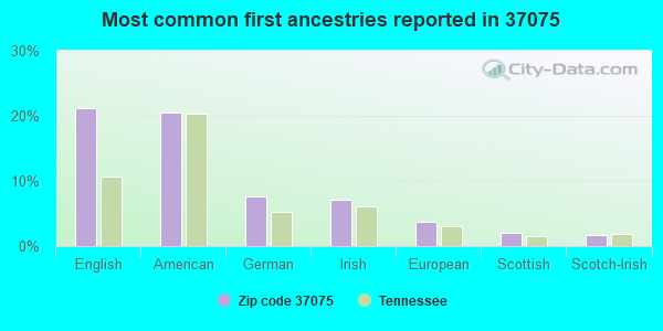 Most common first ancestries reported in 37075