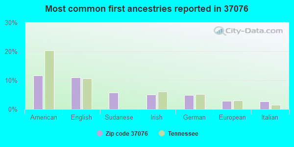 Most common first ancestries reported in 37076
