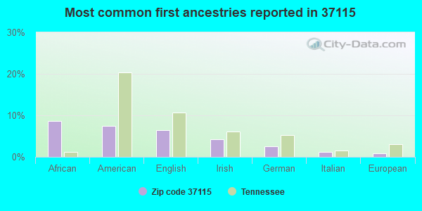 Most common first ancestries reported in 37115