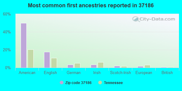 Most common first ancestries reported in 37186