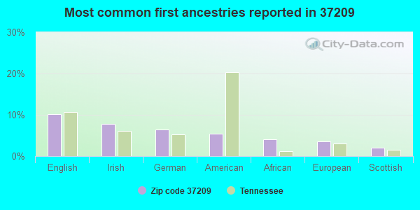 Most common first ancestries reported in 37209