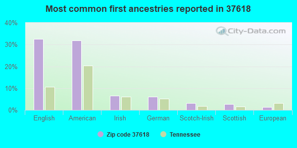 Most common first ancestries reported in 37618