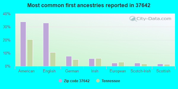 Most common first ancestries reported in 37642
