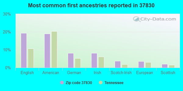 Most common first ancestries reported in 37830