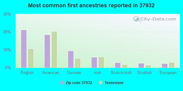 Most common first ancestries reported in 37932