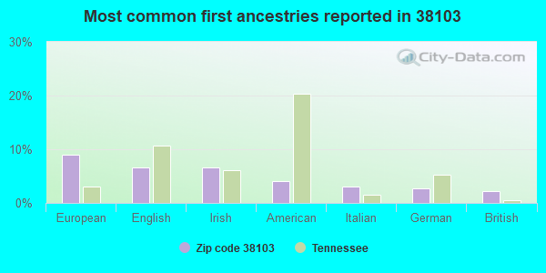 Most common first ancestries reported in 38103