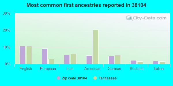 Most common first ancestries reported in 38104