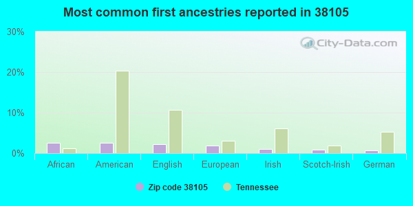 Most common first ancestries reported in 38105