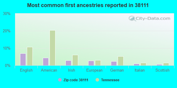 Most common first ancestries reported in 38111