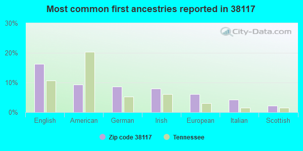 Most common first ancestries reported in 38117