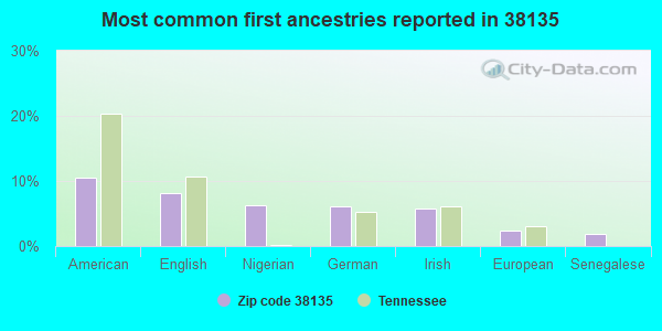Most common first ancestries reported in 38135