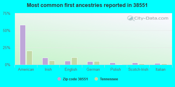Most common first ancestries reported in 38551